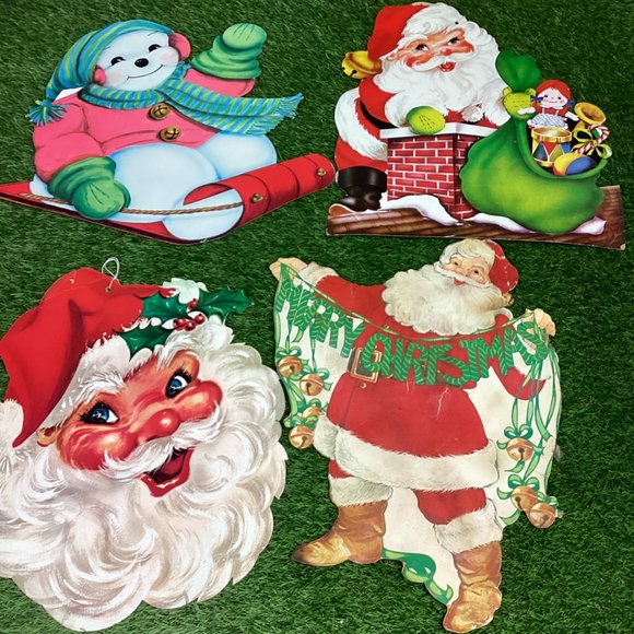 Vintage Christmas Cardboard Cutout Decorations Mid Century - Picture 12 of 12